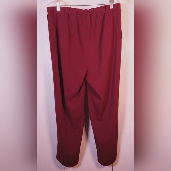 Eloquii Maroon Straight Leg Trouser Size 16 Front Slit Pants Office Date Preppy - Picture 4 of 10